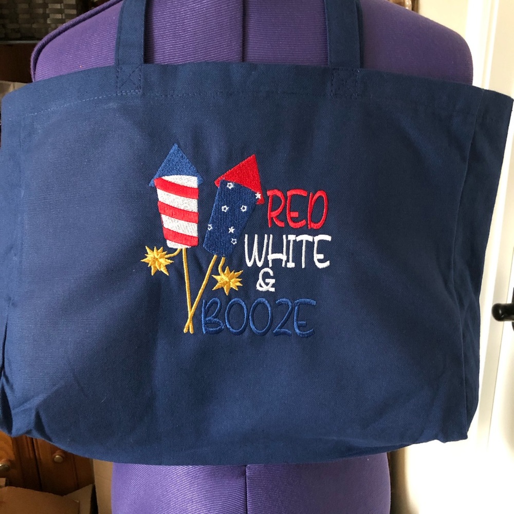 Gorgeous Embroidered Navy Canvas Tote
